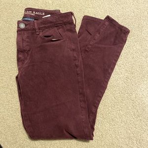American Eagle hi-rise maroon jeggings